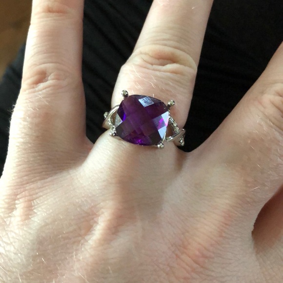 New Women's Silver  Purple Topaz Gemstone Ring - Picture 5 of 8